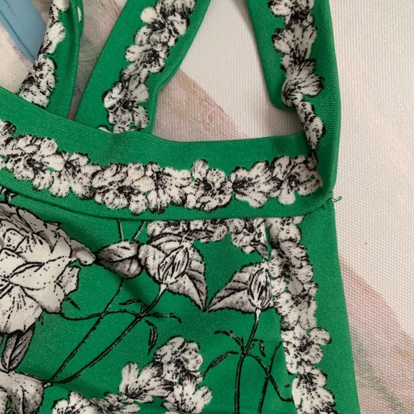 Max Studio Green Floral Halter Flowy Silky Slip Dress Dainty Feminine Shift - Picture 4 of 13